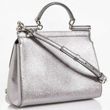 Dolce & Gabbana Sicily Silver Metallic Leather Convertible Bag