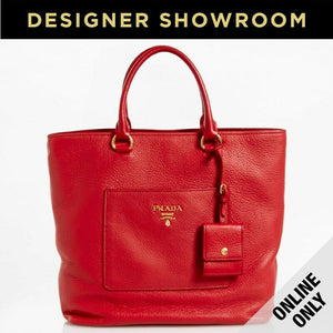 Prada Pebbled Red Leather Convertible Tote