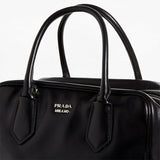Prada Black Blue Leather Two-in-One Convertible Satchel
