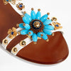 Dolce & Gabbana EUR 36/US 6 Womens Embossed Leather Bejeweled Flower Sandals