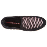 PRADA EUR 37.5 Women's Black/Pink Neoprene Honeycomb Slip-On Sneakers