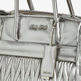 Miu Miu Grey Leather Metallic Convertible Tote