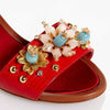 Dolce & Gabbana EUR 37.5 Embossed Leather Bejeweled Flower Heels CR0163 AD368
