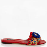 Dolce & Gabbana EUR 36/US 6 Womens Leather Pom Pom Slide Sandals CQ0059AD0808