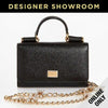 Dolce & Gabbana Sicily Von Belt Black Leather Mini Bag with Crystal Chain