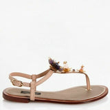 Dolce & Gabbana EUR 38/US 8 Embossed Leather Flower Thong Sandals Upper CQ0073