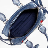 Alexander McQueen Padlock Embroidered Convertible Mini Tote Denim Blue