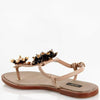 Dolce & Gabbana EUR40/US 10 Embossed Leather Bejeweled Flower Sandal CQ0074AD336