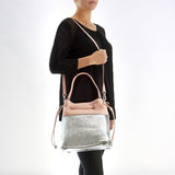 Miu Miu Pink and Silver Leather Metallic Drawstring Bag