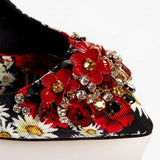 Dolce & Gabbana EUR 39 Womens Flower Print Crystal Pumps CD0279