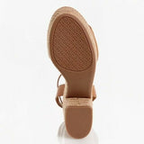 Tory Burch US 11 Womens Beige-Tan Leather Platform Espadrille Sandals