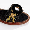 Dolce & Gabbana EUR 35/US 5 Womens Leather Crystal Pom Pom Sandals CQ0080 AD381