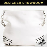 Tod's Gommini Textured Leather Studded Hobo Handbag in WHITE