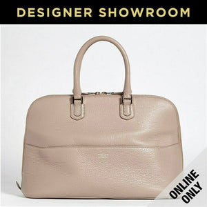 Giorgio Armani Leather Convertible Satchel Color-Beige/Tan