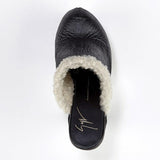 Giuseppe Zanotti US 8 Black Leather & Shearling Platform Heels I55013
