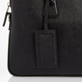 Prada Black Leather Top Zipper Convertible Briefcase