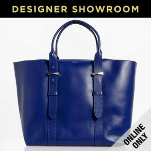 Alexander McQueen Leather Legend Tote Bag with Bonus Pouch Blue