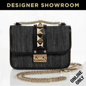 Valentino Denim & Leather Rockstud Mini Bag