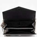 Alexander McQueen Leather Skull Charm Envelope Clutch Black