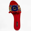 Dolce & Gabbana EUR 36/US 6 Womens Leather Pom Pom Slide Sandals CQ0059AD0808