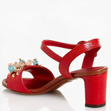 Dolce & Gabbana EUR 36 Embossed Leather Bejeweled Flower Heels CR0163 AD368