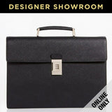 Prada Black Leather Flap Top Briefcase