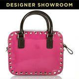 Valentino Convertible Fuschia and Black Studded Leather Satchel