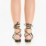 Saint Laurent EUR36/US 6 Leather Studded Wrap-Around Sandals 427923 BZ800