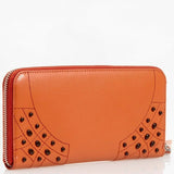 Tod's Gommini Wave Orange Leather Zip-Around Wallet