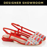 Tory Burch US 6.5 Women's Red Suede & Tweed Slingback Sandals