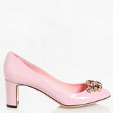 Dolce & Gabbana EUR 38/US 8 Pink Crystal Embellished Patent Leather Pump
