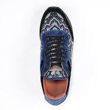 Etro US 5 Leather and Velvet Paisley Sneakers 120472265