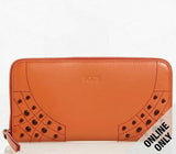 Tod's Gommini Wave Orange Leather Zip-Around Wallet