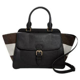 Burberry Leather & Canvas Harcourt Convertible Tote-Color- Black
