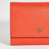 Tory Burch Saffiano Pink Leather Logo Flap Front Wallet