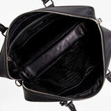 Prada Black Leather Top Zipper Convertible Briefcase