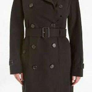 Burberry Womans Black Trench Coat with Belt - Black Size 4
