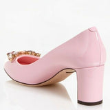 Dolce & Gabbana EUR 37.5/US 7.5 Pink Crystal Embellished Patent Leather Pump