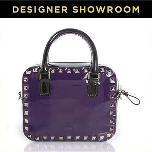 Valentino Convertible Purple and Black Studded Leather Satchel
