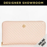Tory Burch Pink Embossed Patent Leather Logo Zip-Around Wallet
