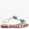 Dolce & Gabbana Womens Embossed Leather Bejeweled Flower Sandals - Size 38